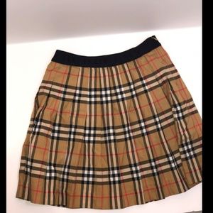 Burberry Pansie Pleated Check Skirt, Girls Size